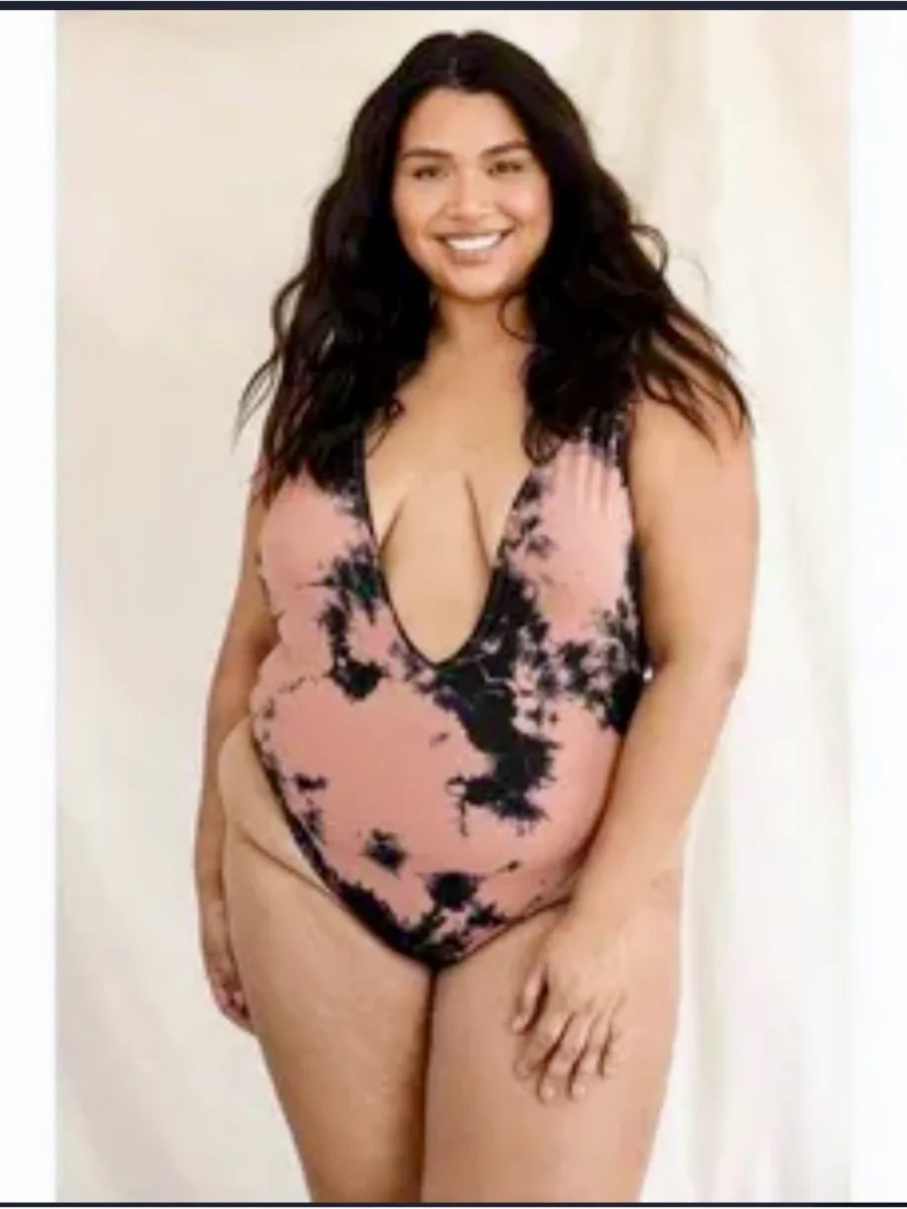 Tie-Dye Nude and Black One-Piece Swimsuit by Dippin Daisys